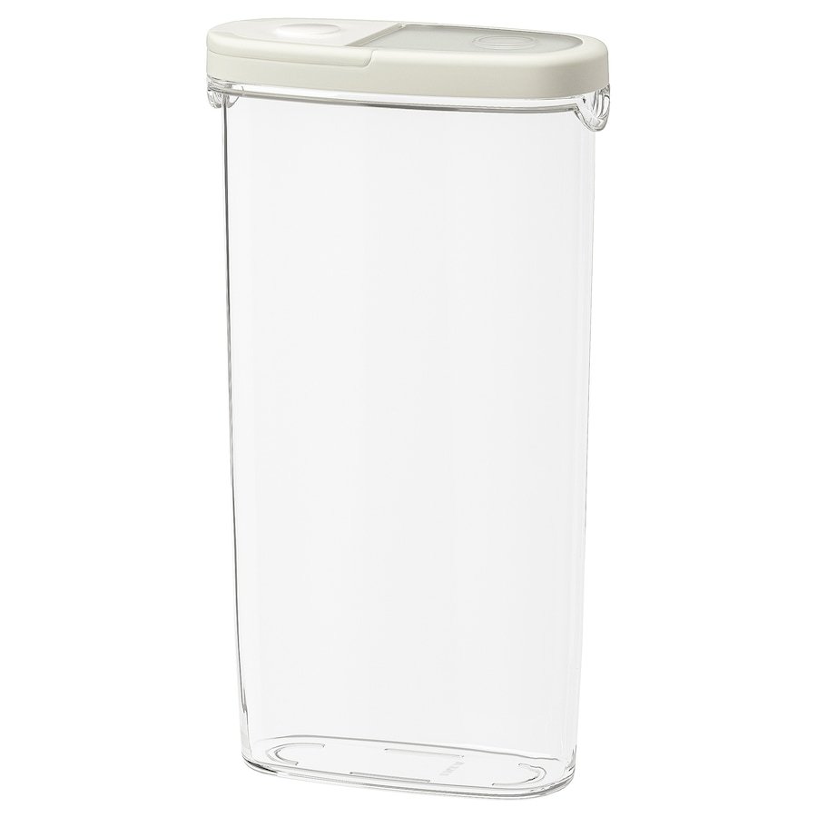 Dry food jar with lid, transparent/white, 2.3 l