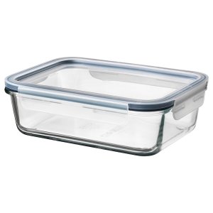 Food container with lid, rectangular glass/plastic, 1.0 l