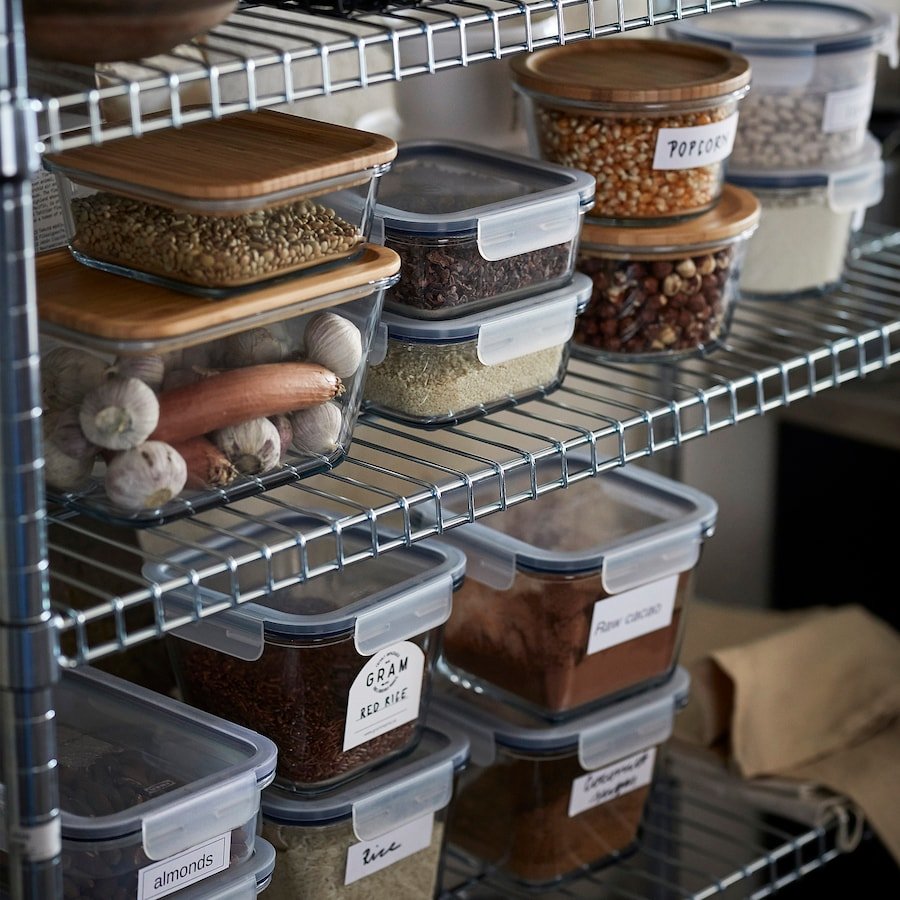 Food container with lid, square glass/plastic, 600 ml - Image 3