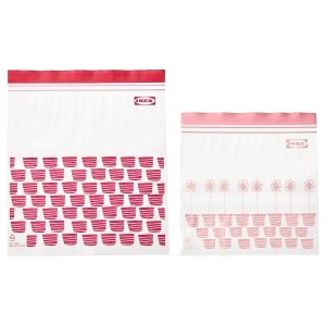 Resealable bag, patterned red/pink, 2.5/1.2 l x 50pack