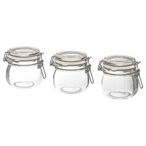 Jar with lid, clear glass, 13 cl